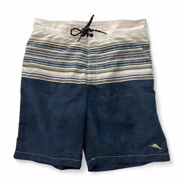 Tommy Bahama Blue Striped Swim Trunks - Picture 1 of 3